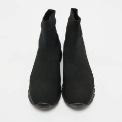 Pre Owned Prada Black Knit Fabric Sock Runner High Top Sneakers Size 35.5