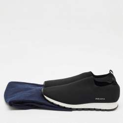 Pre Owned Prada Black Knit Fabric Slip On Sneakers Size 40