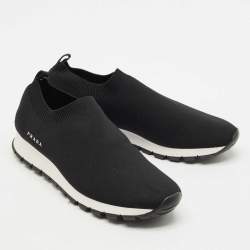 Pre Owned Prada Black Knit Fabric Slip On Sneakers Size 40