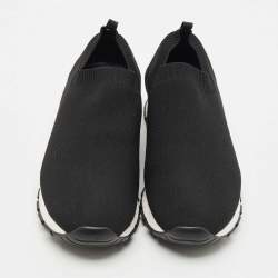 Pre Owned Prada Black Knit Fabric Slip On Sneakers Size 40