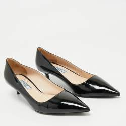 Prada Black Patent Leather Pointed Toe Pumps Size  38