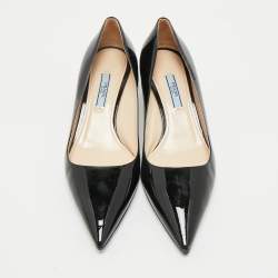 Prada Black Patent Leather Pointed Toe Pumps Size  38
