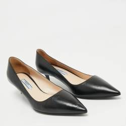 Prada Black Leather Pointed Toe Pumps Size 38