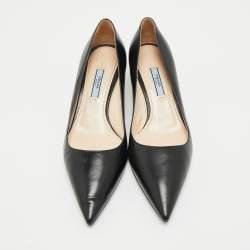 Prada Black Leather Pointed Toe Pumps Size 38