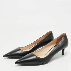 Prada Black Leather Pointed Toe Pumps Size 38