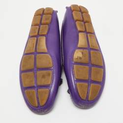 Pre Owned Prada Purple Saffiano Leather Slip On Loafers Size 38