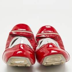 Prada Red Patent Leather and Leather Scrunch Ballet Flats Size 38.5