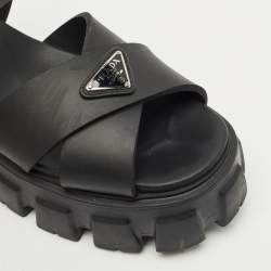 Pre Owned Prada Black Rubber Monolith Sandals Size 36