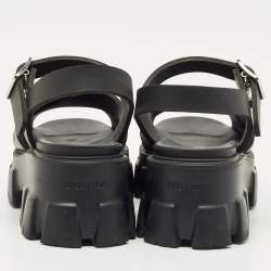 Pre Owned Prada Black Rubber Monolith Sandals Size 36
