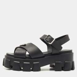 Prada Black Rubber Monolith Sandals Size 36