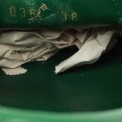 Pre Owned Prada Green Saffiano Leather Bow Slip On Loafers Size 38