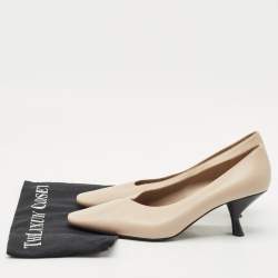 Prada Beige Leather Block Heel Square Toe Pumps Size 39
