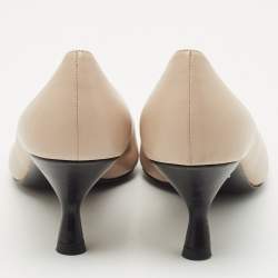 Prada Beige Leather Block Heel Square Toe Pumps Size 39