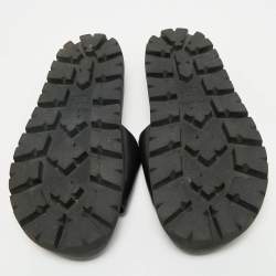 Prada Black Soft Padded Leather Logo Print Flat Slide Sandals Size 38