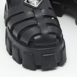 Pre Owned Prada Black Rubber Monolith Platform Sandals Size 37
