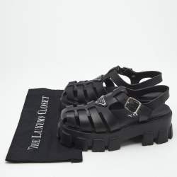 Pre Owned Prada Black Rubber Monolith Platform Sandals Size 37