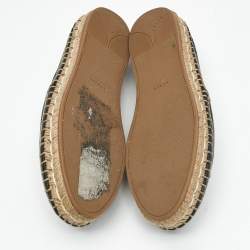 Pre Owned Prada Black Leather Bow Espadrille Flats Size 37.5 