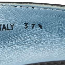 Pre Owned Prada Black Leather Bow Espadrille Flats Size 37.5 