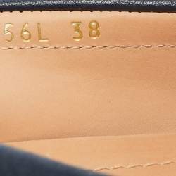 مملوكة مسبقًا Prada Navy Blue Leather Bow Slip On Loafers Size 38