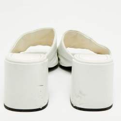 Pre Owned Prada White Quilted Leather Slide Sandals Size 38