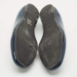 Pre Owned Prada Navy Blue Patent Leather Smoking Slippers Size 39.5