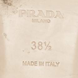 Pre Owned Prada Beige Patent Saffiano Leather Flat Slides Size 38.5