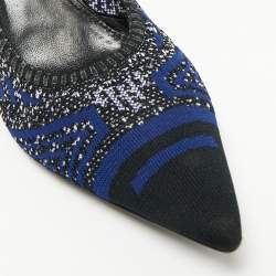 Pre Owned Prada Navy Blue/Black Knit Fabric Pointed Toe Pumps Size 38.5
