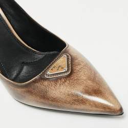 Pre Owned Prada Two Tone Brown Leather Pointed Toe Pumps Size 35.5