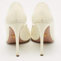 Pre Owned Prada Cream Patent Leather Pointed Toe Pumps Size 41