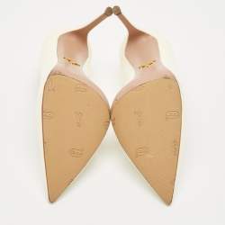 Pre Owned Prada Cream Patent Leather Pointed Toe Pumps Size 41