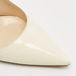 Pre Owned Prada Cream Patent Leather Pointed Toe Pumps Size 41