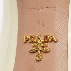 Pre Owned Prada Cream Patent Leather Pointed Toe Pumps Size 41