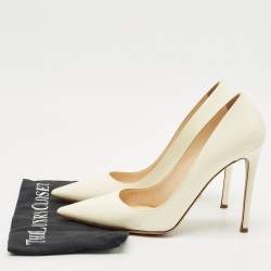 Pre Owned Prada Cream Patent Leather Pointed Toe Pumps Size 41