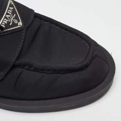 Pre Owned Prada Black Nylon Triangle Logo Loafer Mules Size 36