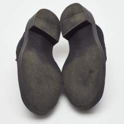 Pre Owned Prada Black Nylon Triangle Logo Loafer Mules Size 36