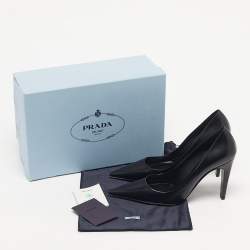 Pre Owned Prada Black Leather Pointed Toe Pumps Size 38