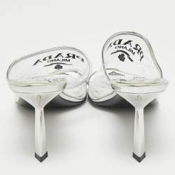 Pre Owned Prada Transparent PVC Logo Print Slide Sandals Size 39