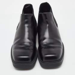 Pre Owned Prada Black Brushed Leather Chelsea Ankle Length Boots Size 41