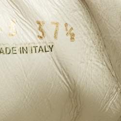 Pre Owned Prada Silver/White  Leather and Rubber Cap Toe Lace Up Sneakers Size 37.5