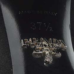 Pre Owned Prada Black Suede Buckle Fringe Block Heel Mules Size 37.5