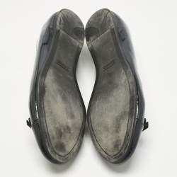 Pre Owned Prada Navy Blue Patent Leather Bow Ballet Flats Size 40