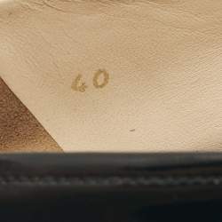 Pre Owned Prada Navy Blue Patent Leather Bow Ballet Flats Size 40