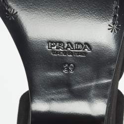 Pre Owned Prada Black Suede Crystal Embellished Platform Sandals Size 39