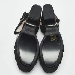 Pre Owned Prada Black Suede Crystal Embellished Platform Sandals Size 39