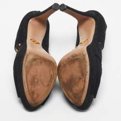 Pre Owned Prada Black Suede Cross Strap Platform Sandals Size 41