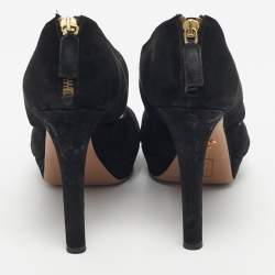 Pre Owned Prada Black Suede Cross Strap Platform Sandals Size 41