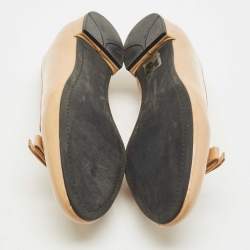 Pre Owned Prada Beige Patent Leather Bow Ballet Flat Size 38