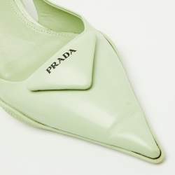 مملوكة مسبقًا Prada Pastel Green Leather Pointed Toe Slingback Pumps Size 38