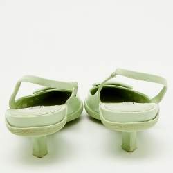 مملوكة مسبقًا Prada Pastel Green Leather Pointed Toe Slingback Pumps Size 38
