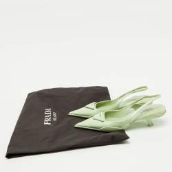 مملوكة مسبقًا Prada Pastel Green Leather Pointed Toe Slingback Pumps Size 38